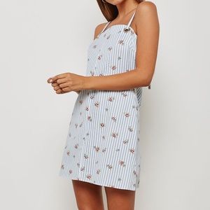Topshop Striped Floral Print Pinafore Dress